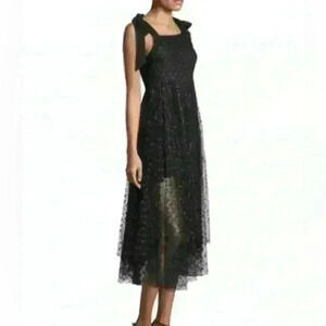 Delfi collective tie strap sheer whimsigoth witchy romantic midi dress sz. Small